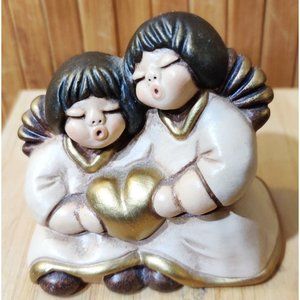 Vintage Pair Of Original Thun Bolzano Angels Holding A Heart 3x3" Sisterhood